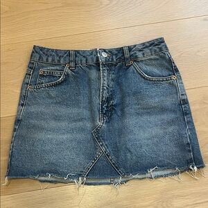 Topshop Frayed Hem Denim Mini Skirt